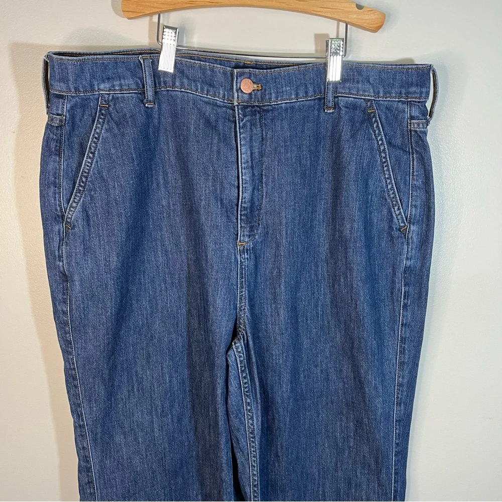 J Crew Classic Blue Women's Wide Leg Cotton Denim Trousers Jeans Size 32